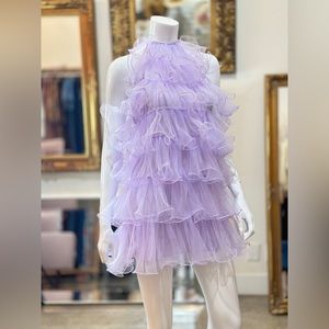 Flirty Retro Tiered Ruffle Halter Neck Holiday Mini Dress